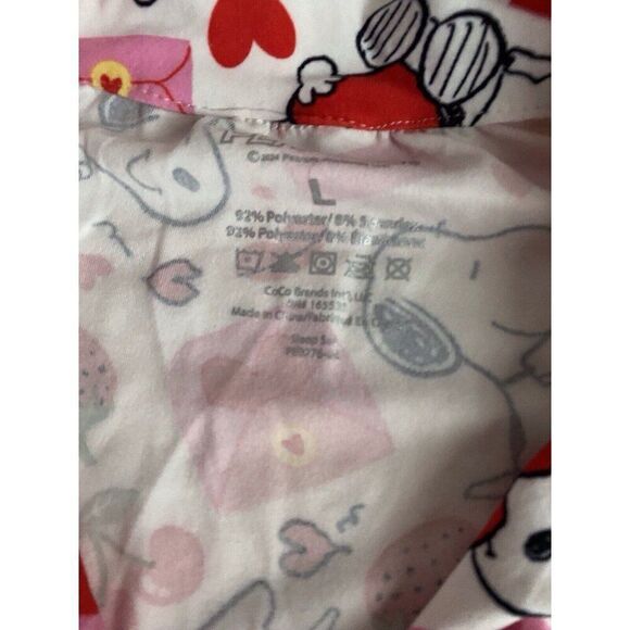 Peanuts SNOOPY Women’s Sz L Pajama PJ Set Short Sleeve Pants Valentines Red NEW - Picture 7 of 13